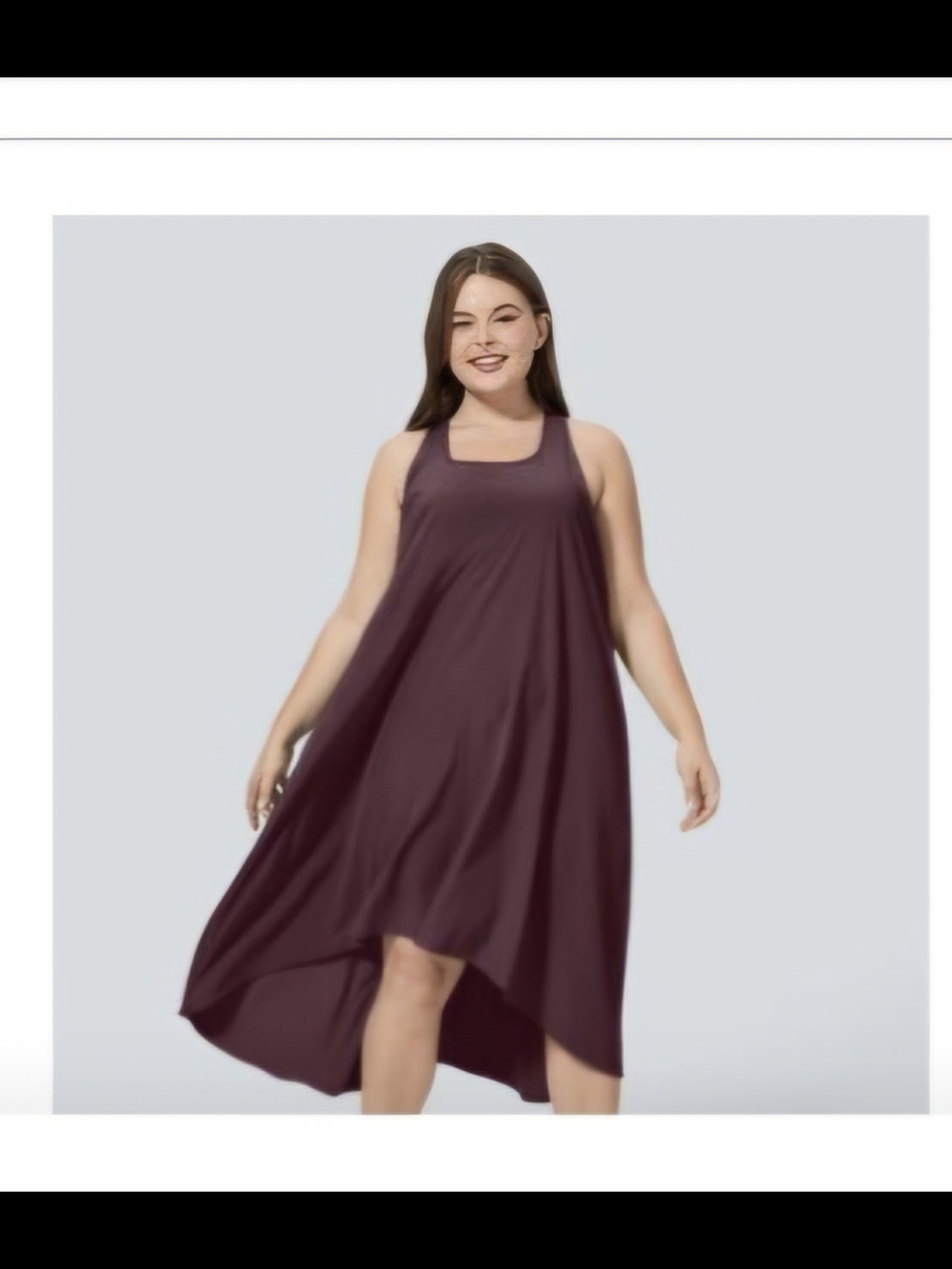 HALARA Plum High-Low Sleeveless Swing Dress